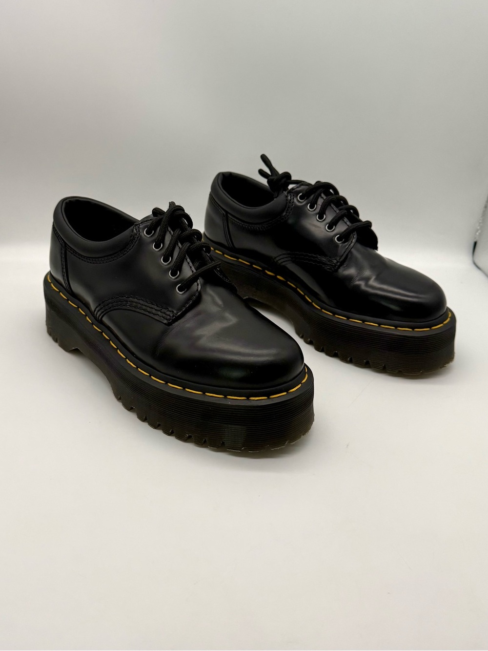 Dr. Martens 8053 Quad Black Leather Platform Oxford Shoes Womens Size 7L